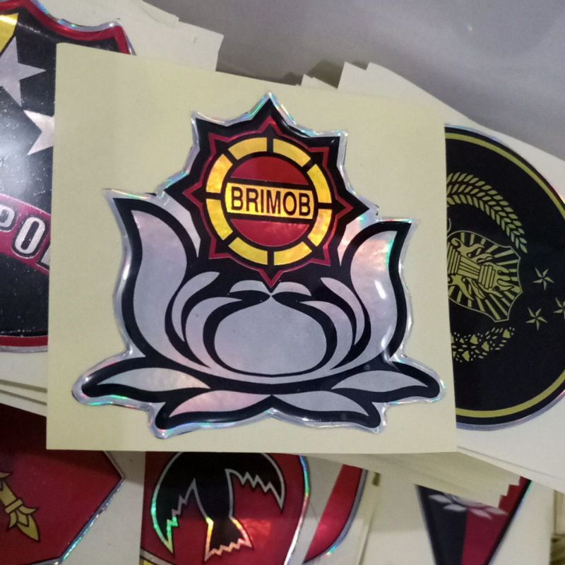 

stiker BRIMOB/stiker hologram glossy/stiker resin timbul