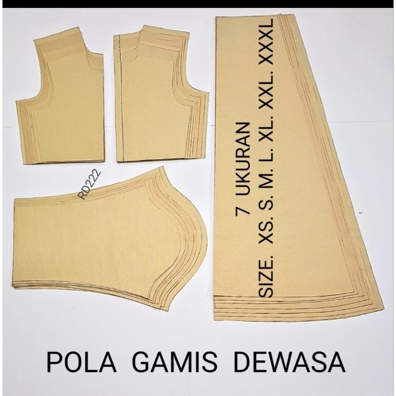 pola baju gamis dewasa / pola dasar 7 ukuran