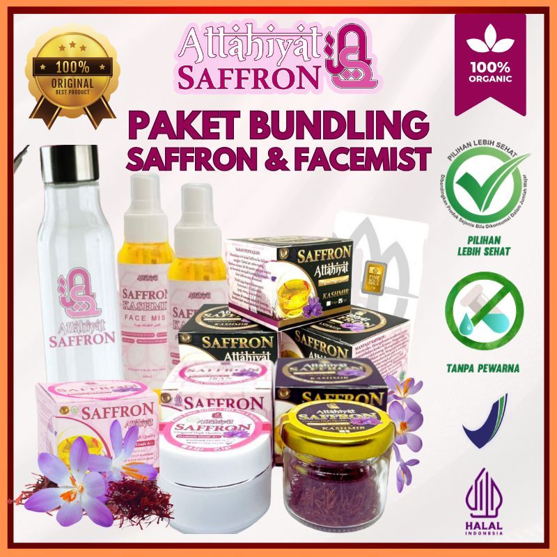 Attahiyat Saffron - [PAKET BUNDLING SAFFRON IRAN/KASHMIR + FACEMIST] Original 100% Alami
