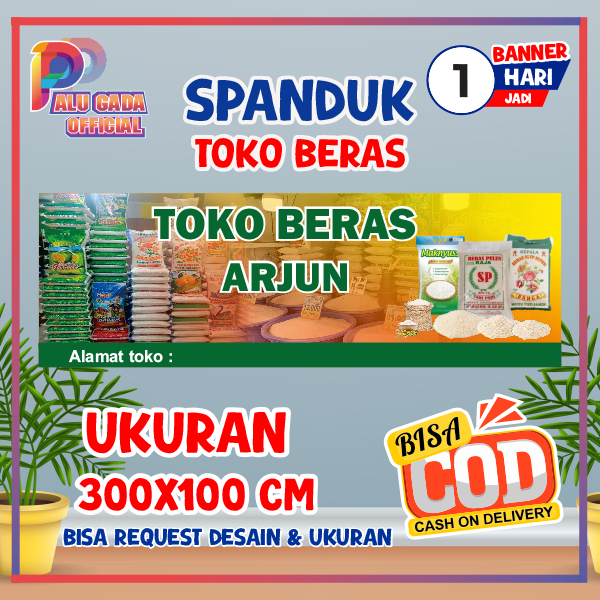 cetak spanduk banner baliho murah Toko Beras costem ukuran bisa ganti nama