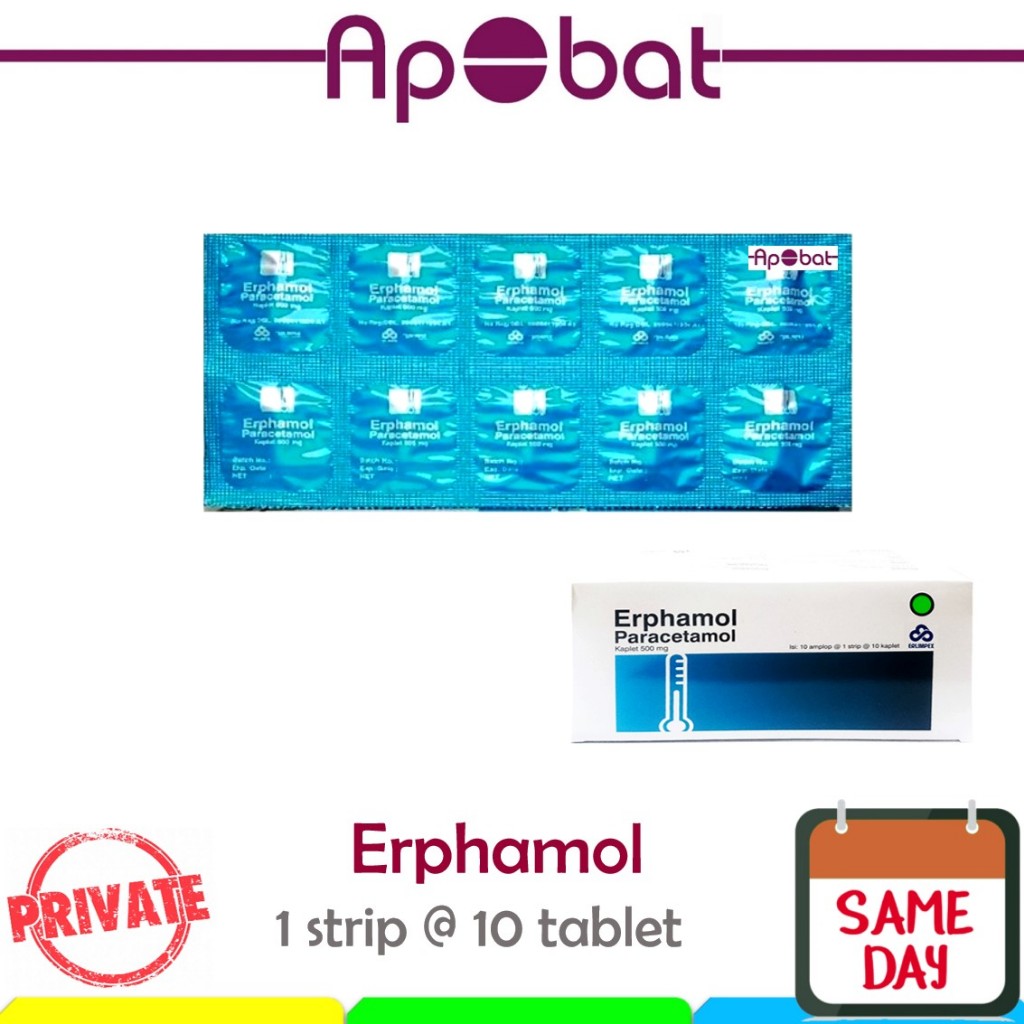 - Apobat - STRIP ERPHAMOL isi 10 tablet Paracetamol Parasetamol Erpamol Erfamol Epamol obat Demam Ny