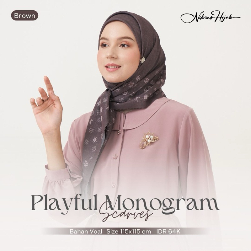 Playful monogram scarves nibras hijab / Scarf motif ori nibras hijab