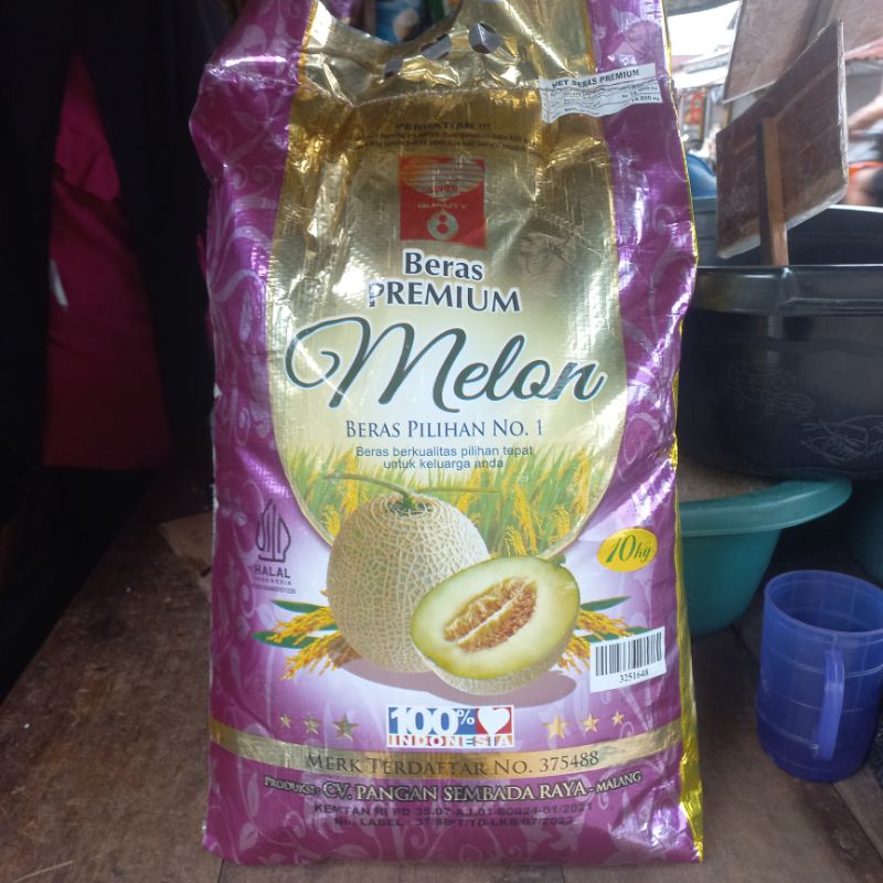 

Beras Premium Melan Pilihan No. 1 10KG | Beras kemasan pulen wangi. melon 5 kg. melon 10 kg . melon 3 kg