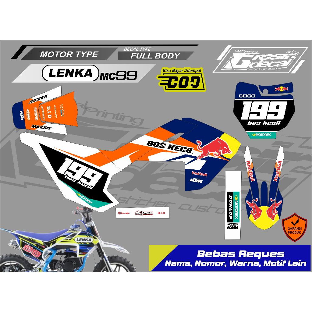 Sticker Striping Mini Trail LENKA 50cc MC99  / CX 50cc Full Body Free Custom