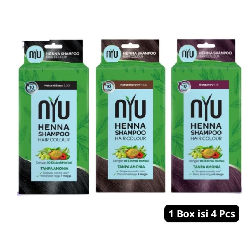 NYU Henna Hair Color Shampoo Natural Black || Brown || Burgundy