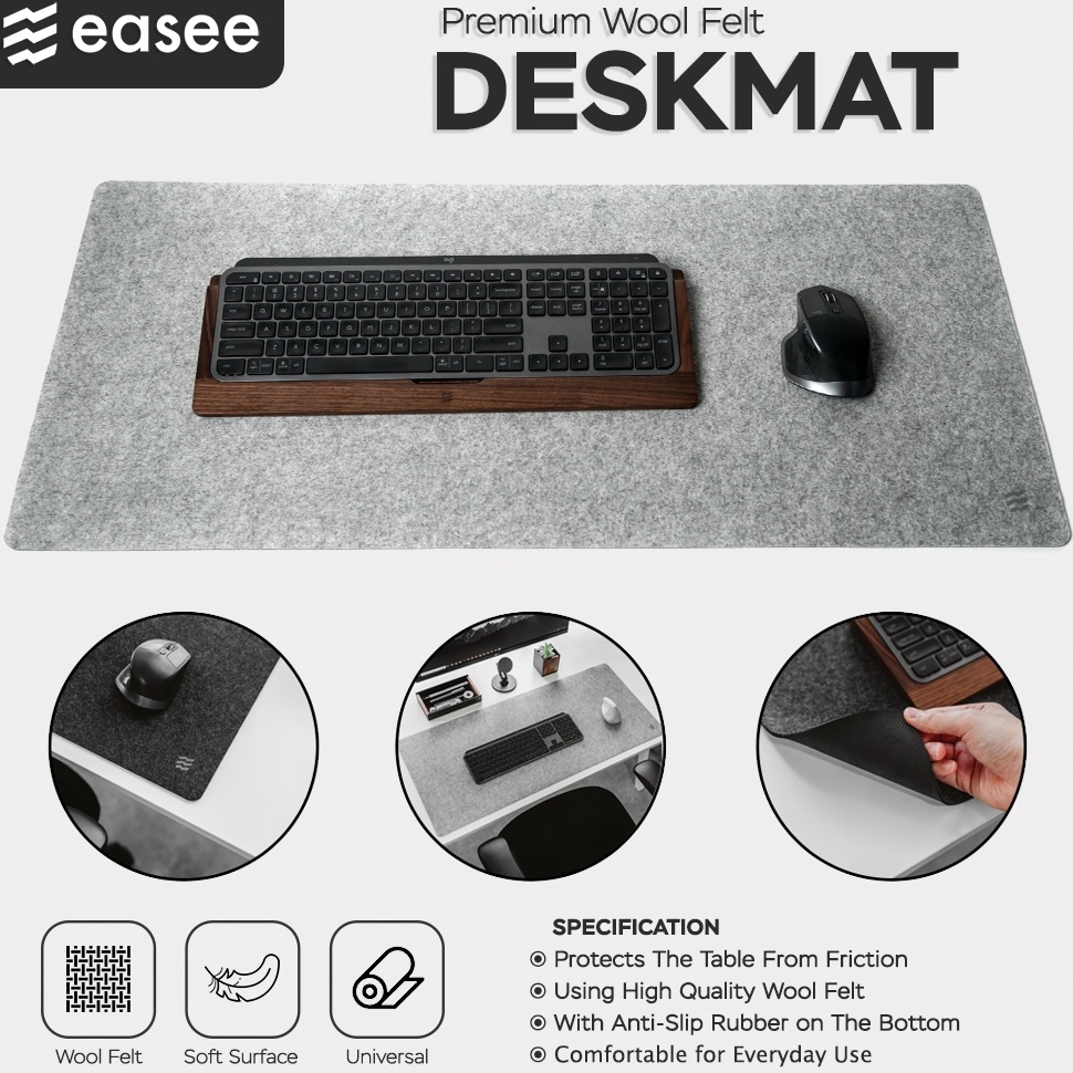 Sudah READY easee Premium Wool Felt Deskmat  Large Deskpad  Mousepad Felt