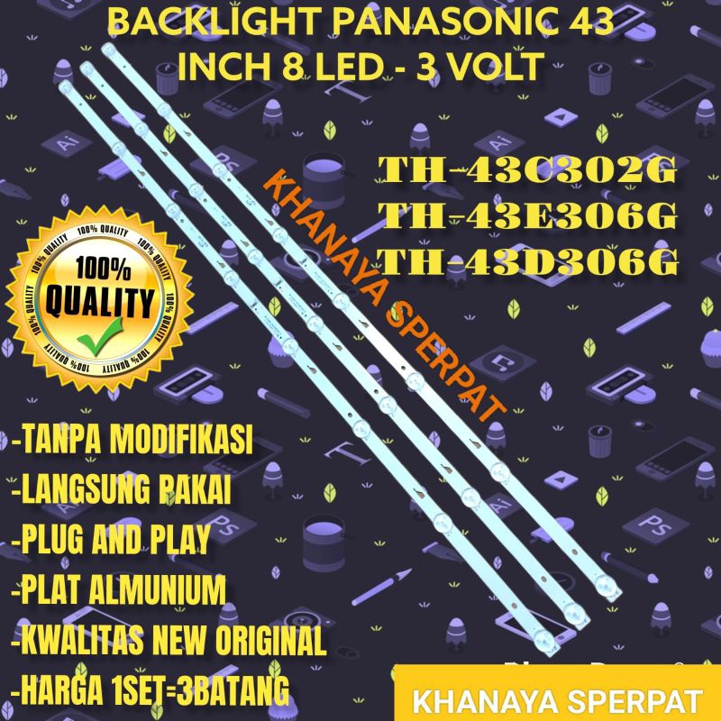 BACKLIGHT TV LED PANASONIC 43INC TH43C302G TH43D306G TH43E306G ORIGINAL