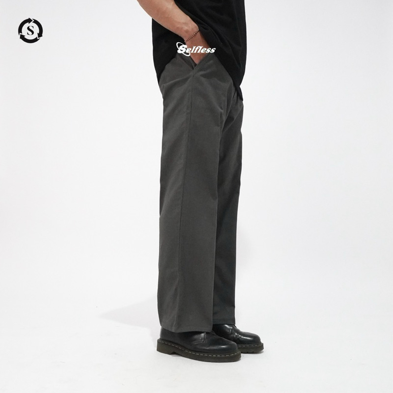 Selfless - Celana Panjang Chino Pria Reguler Fit Celana Chinos Panjang Baggy Loose Gombrang Skena Le