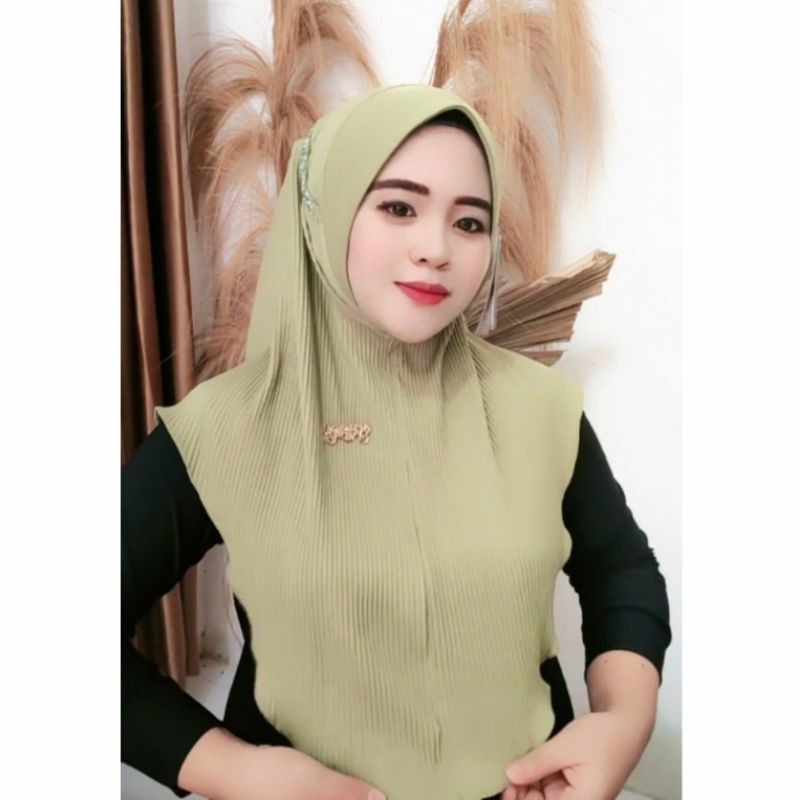 Jilbab Instan Amanda Pad Jersey Plisket ori FO