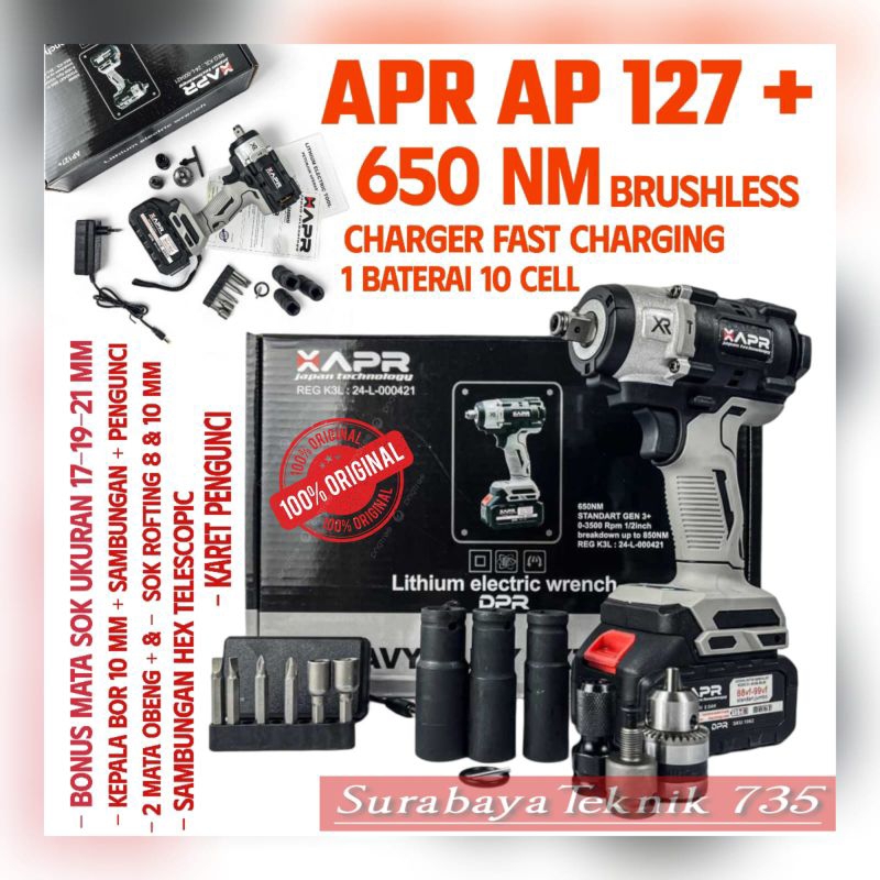 APR JAPAN AP127+ MESIN IMPACT PEMBUKA BAUT 650NM 88V FACELIFT IMPEK BUKA BAUT