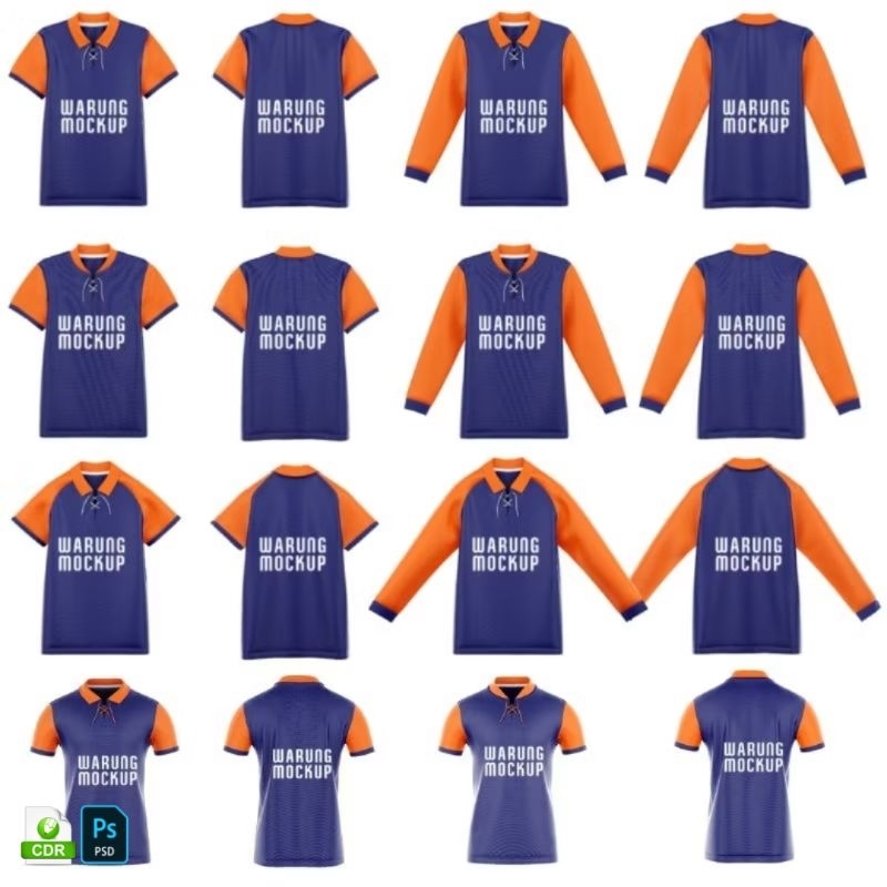 Mockup Jersey Kerah Tali | PSD Photoshop | Corel Draw