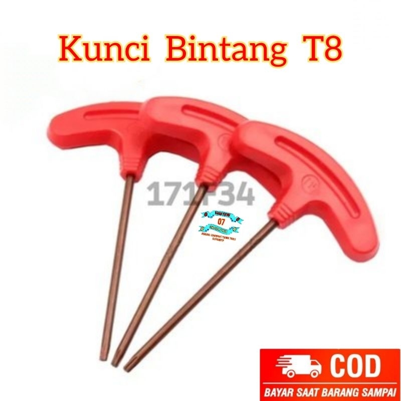 Kunci Bintang T8 untuk baut M2.5 M3 kunci baut insert