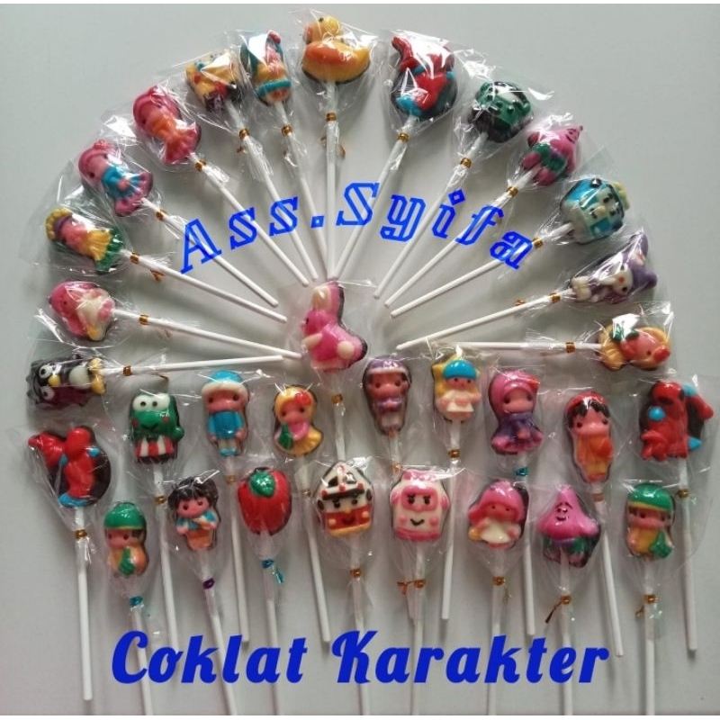 

Coklat karakter Paket isi 40 pcs stik panjang(mix 10 karakter)