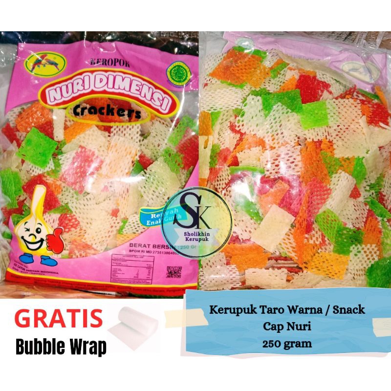 

Kerupuk Taro Warna 250 gram cap Nuri Dimensi / Kerupuk Snack Bawang Taro Rainbow / Keropok Net / Krupuk Ciki Jaring / Kerupuk Cemilan Makan / Kerupuk Oleh-oleh