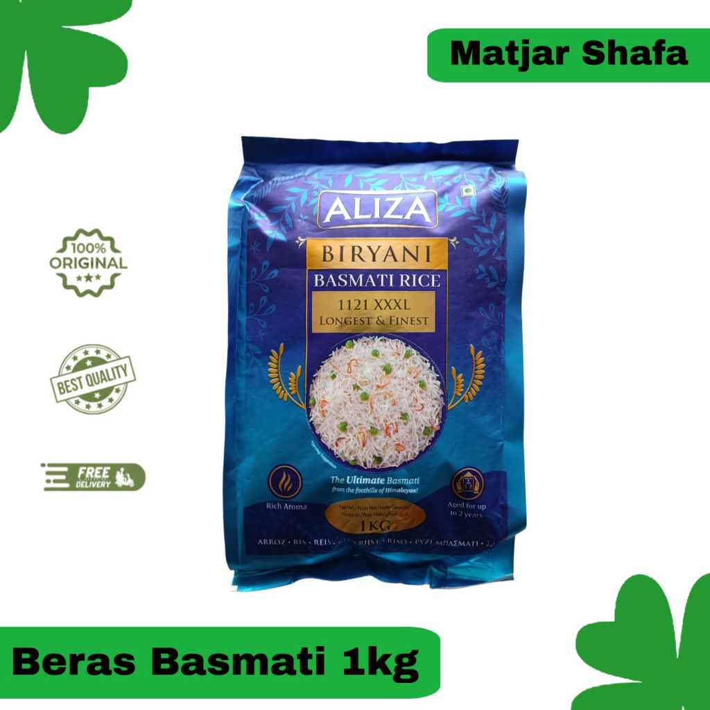 

Aliza Biryani Basmati Rice 1kg Super Premium Extra Long