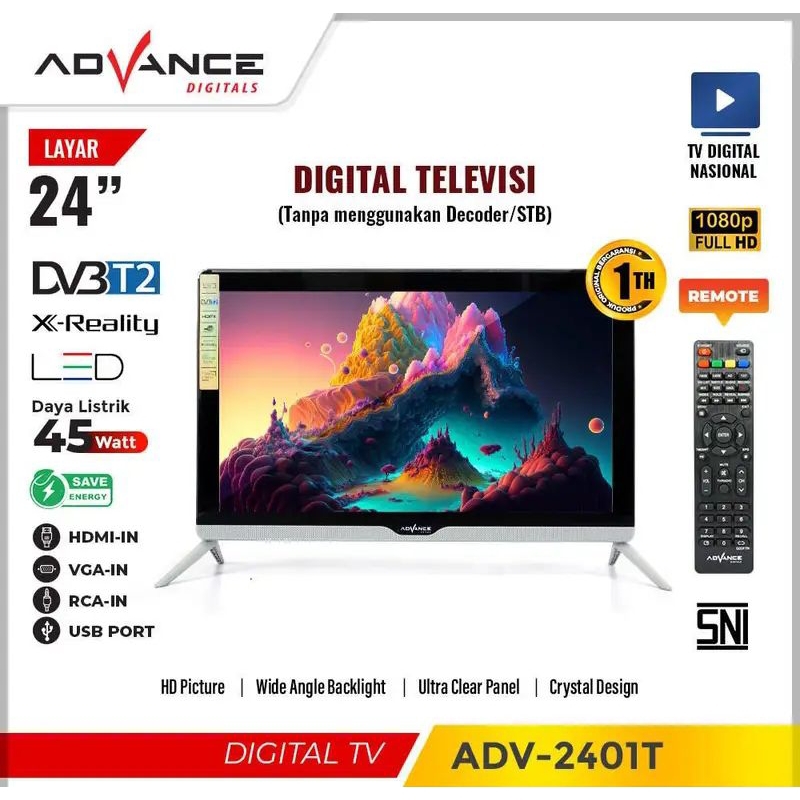 DIGITAL TV 24 inci ADVANCE TV DIGITAL GARANSI RESMI