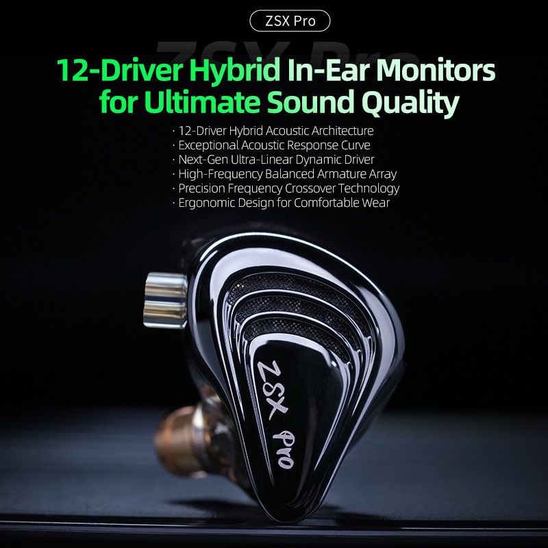 KZ ZSX PRO 12 Driver Hybrid In Ear Monitor Earphone WITH MIC