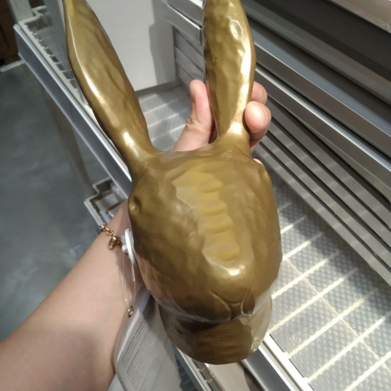 IKEA HAGGMISPEL hiasan patung kepala rusa gold emas besi cor 25cm dekorasi dinding