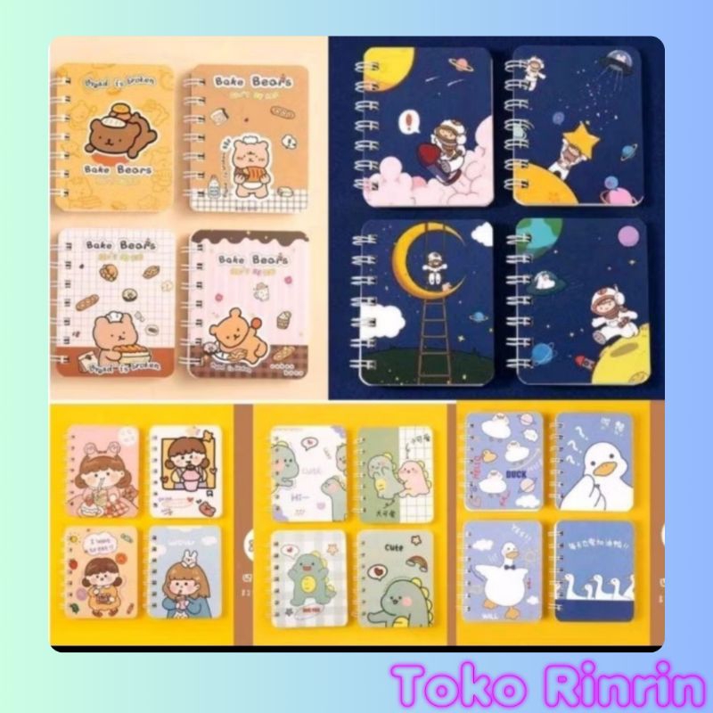 

Rinrin NOTEBOOK RING MOTIF BUKU MEMO KECIL A7 SPIRAL isi 80 Lembar NOTEBOOK MINI / BUKU CATATAN RING / BUKU TULIS RING