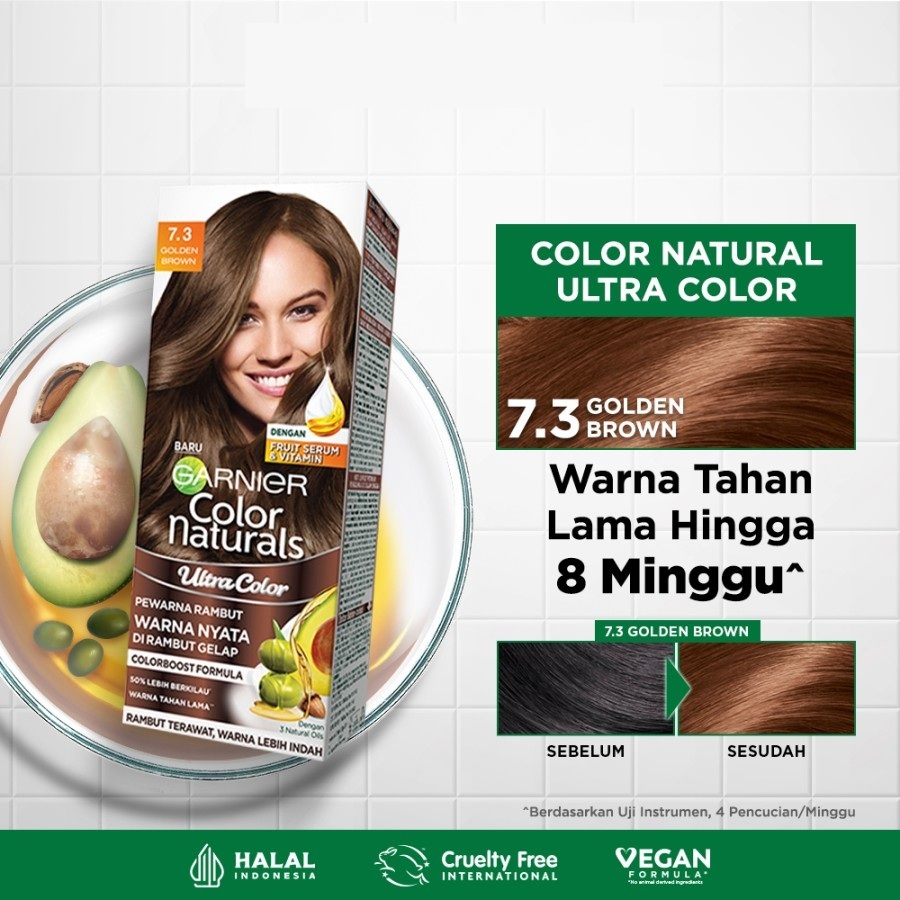 Garnier Color Naturals Ultra Hair Color Pewarna Rambut Cat Rambut 7.3 Golden Brown