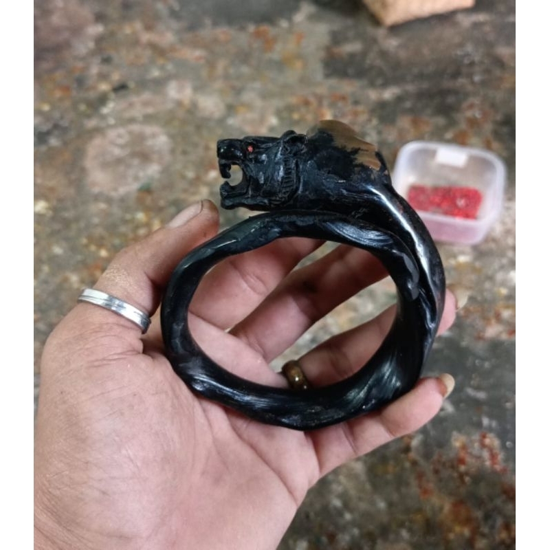 gelang akar bahar ukir maung macan