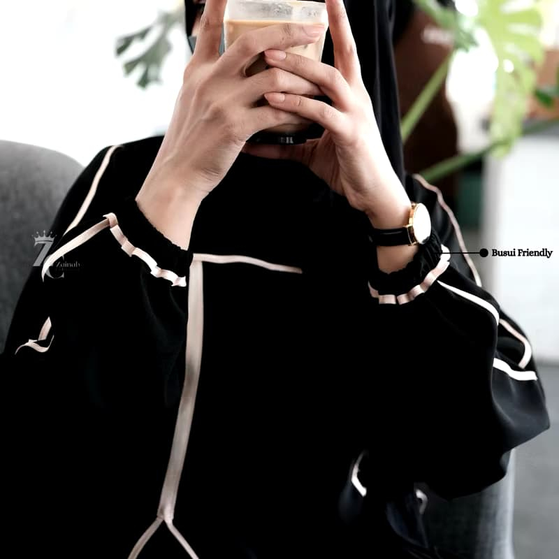Gamis Abaya Wanita Terbaru 2026 Model Elegan Variasi Lisban Ukuran S M L XL XXL Warna Hitam