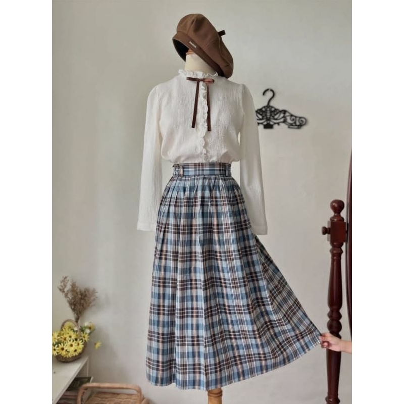 Vintage Ruffle High Neck Blouse