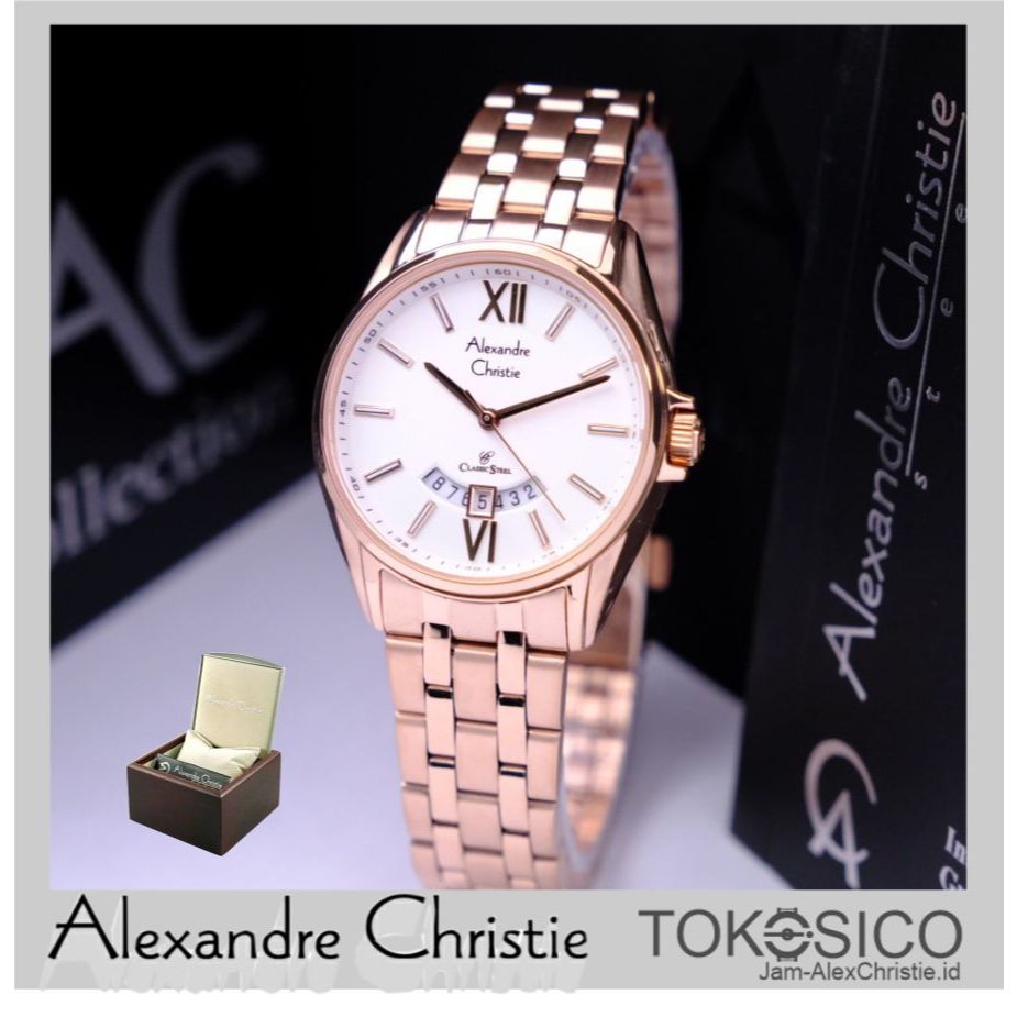 Alexandre Christie NEW ORIGINAL jam tangan wanita AC 8673 rose gold Alexandre Cristie cewek 100% ori