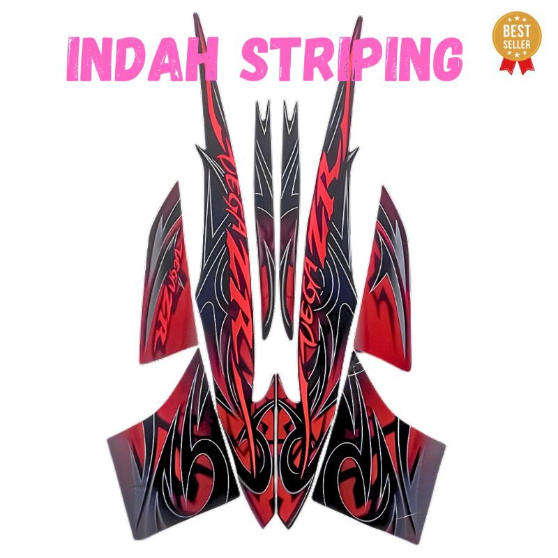 STRIPING STIKER LIS MOTOR VEGA ZR TAHUN 2010 WARNA SILVER MERAH