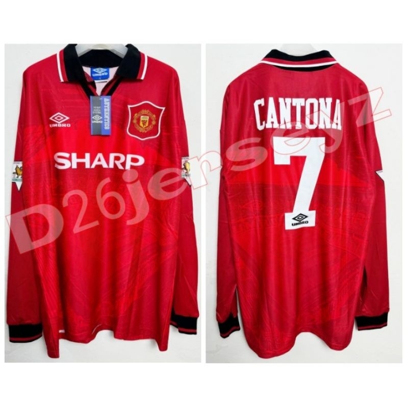 Jersey RETRO EmyuU_ Home 1994 - 1996 Longsleeve Lengan Panjang Old Trafford Signature + Cetak Nama N