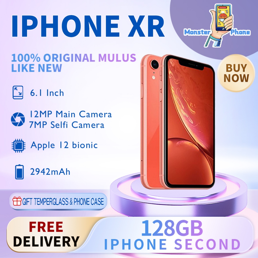 iPhone Xr 128GB Bekas Second Original100% All Sim Silent Fullset Mulus Normal Hp 3utools All Green