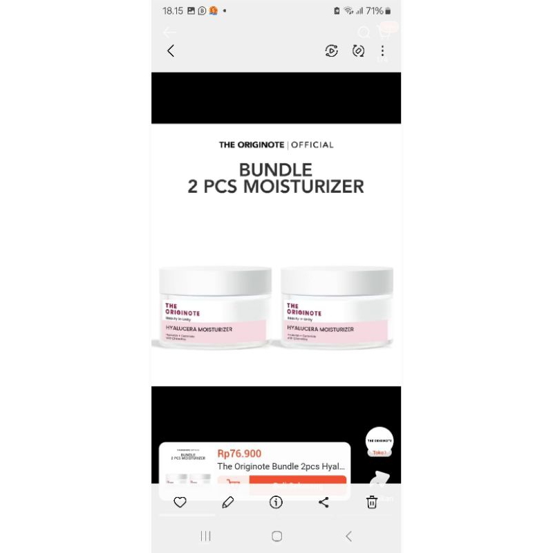 The Originote Bundle Hyalurcea Moisturizer 2 Pcs