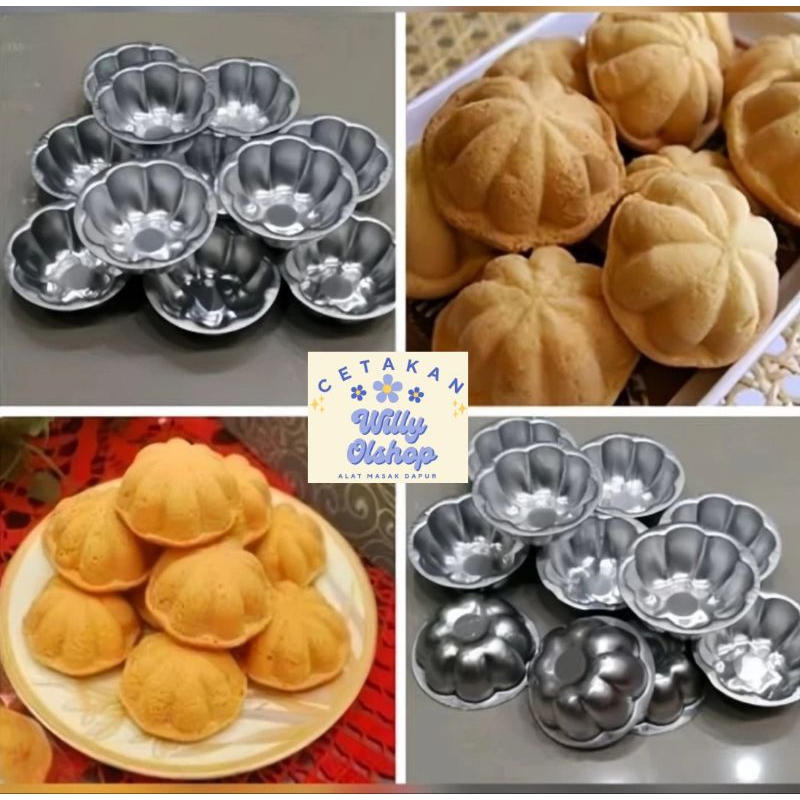 Cetakan Kue Bolu Kering Mini Motif Manggis Alumunium Tebal