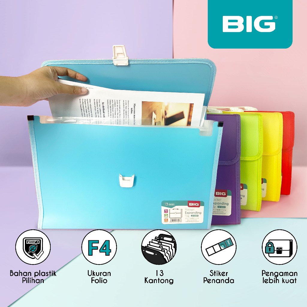 

BIG Expanding File/ Map Harmonika/ Organizer Dokumen/ Carry File F4 Folio FC 13 Poket Warna Kunci XP-8009