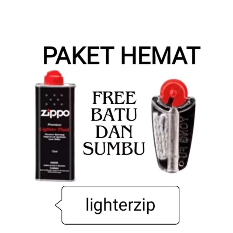 PAKET MINYAK ZIPPO ORIGINAL 125ml PLUS BATU SUMBU