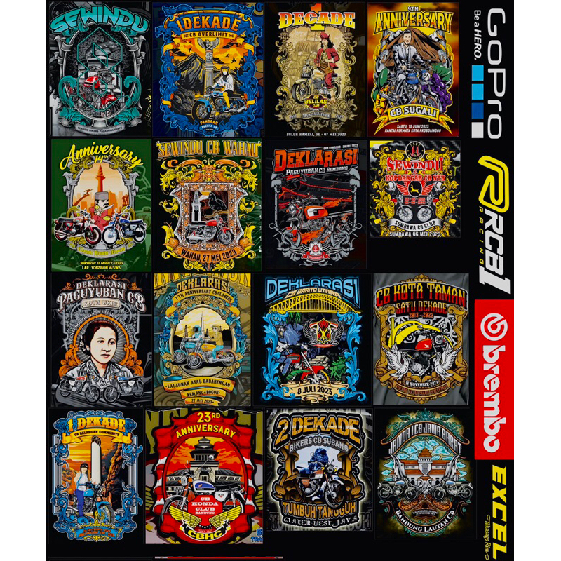 sticker pack A3 cb touring satu cb herex police cb metamorfosa set cb100 MP GL TIGER C90 GL kotak st