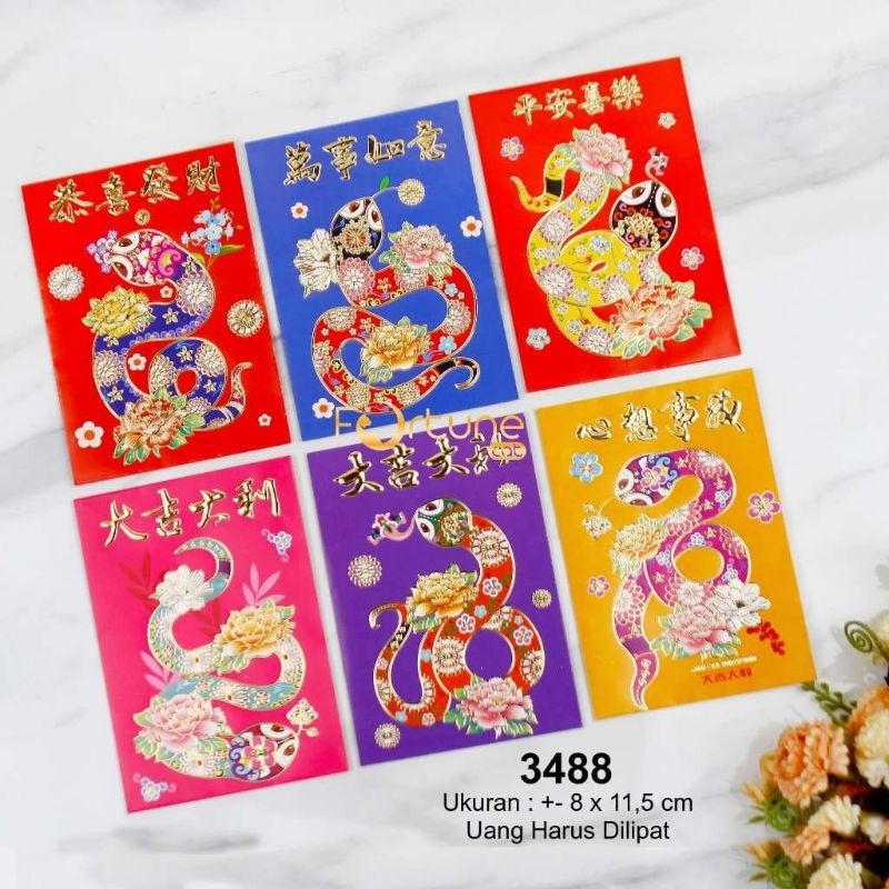

Angpao Imlek 2025 Kertas Pendek Ular Isi 6 Lembar Gambar Sudah Campur Chinese New Year Hong Bao Red Envelope Terbaru