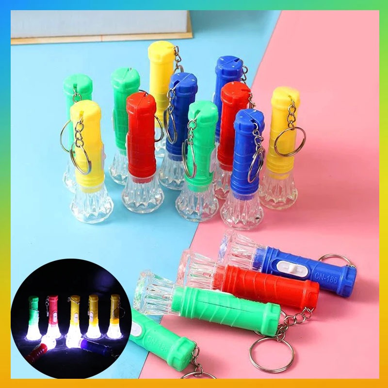Gantungan Kunci Senter LED Mini Warna Warni / Souvenir Gantungan Kunci Flashlight LED Senter Keychai
