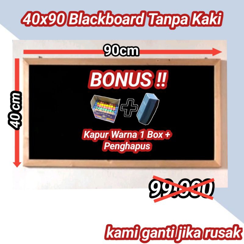 

Papan Tulis Kapur 40x90cm Tanpa kaki (Gratis kapur warna 1 Box + Penghapus) papan tulis blackboard | Papan Tulis Hitam