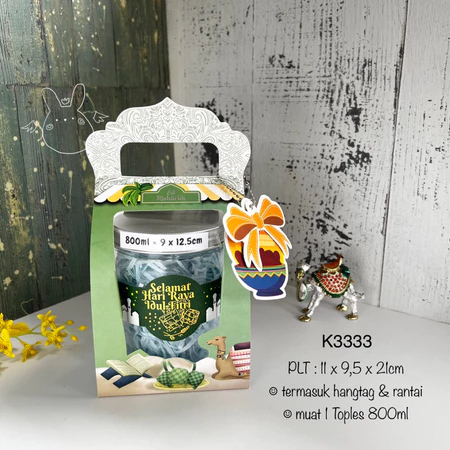 

(5 Pcs) Kotak Toples Hmapes Kue Kering Edisi Lebaran Box Packaging Cookies Idul Fitri Muat Toples Tabung 800ml