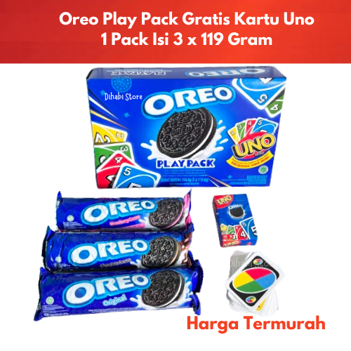 

Oreo Play Pack Gratis Kartu Uno 1 Pack Isi 3 Pcs Oreo x 119 Gram Vanilla , Cokelat Dan Strawberry Biskuit Krim