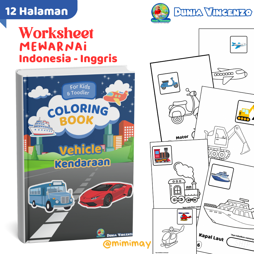 Worksheet Mewarnai Kendaraan Printable Aktivitas Kreatif untuk Anak & Balita Worksheet anak anak usi