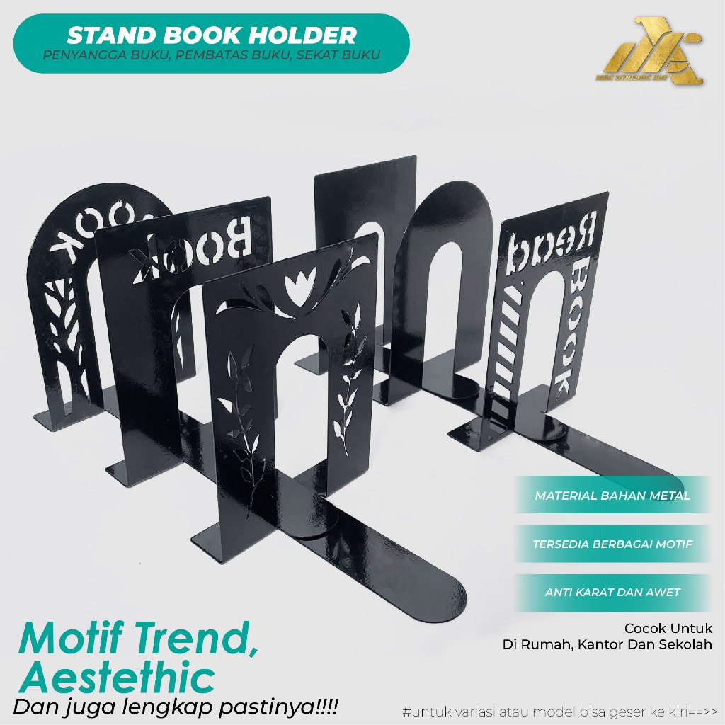 

Book End Besi - Penyangga Buku Pembatas Buku Bahan Besi Tebal - Stand Book Holder - SBH 03