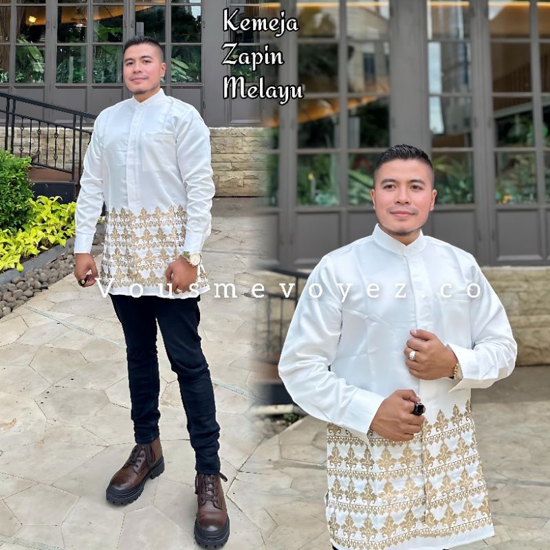 BAJU KEMEJA ZAPIN MELAYU / KEMEJA MELAYU PRIA / KEMEJA PRIA BORDIR / KEMEJA MALAYSIA / KEMEJA