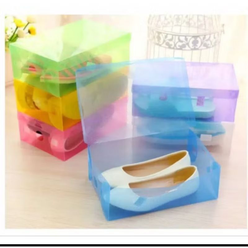 kotak box plastik penyimpanan sepatu transparan tebal