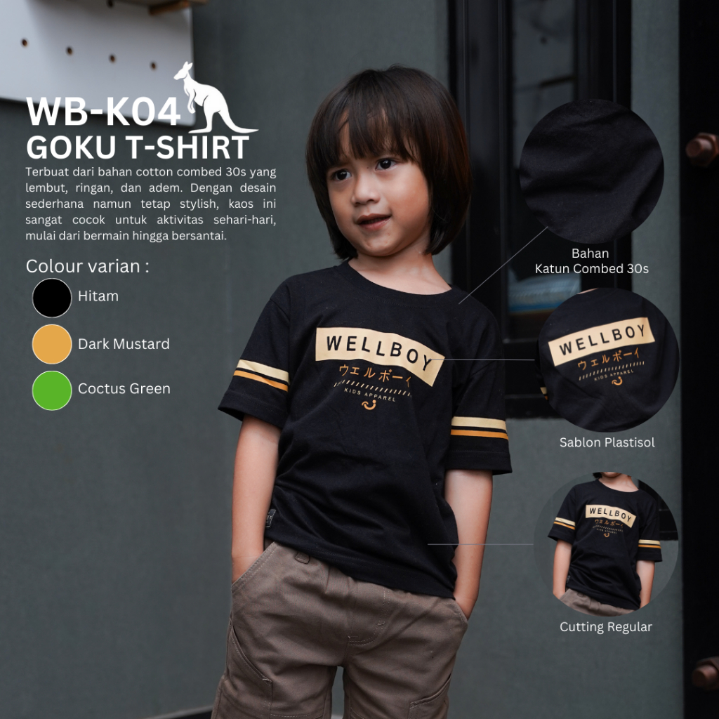Wellboy Kaos Anak Laki Laki Baju Tshirt Anak Premium 2 tahun 12 tahun