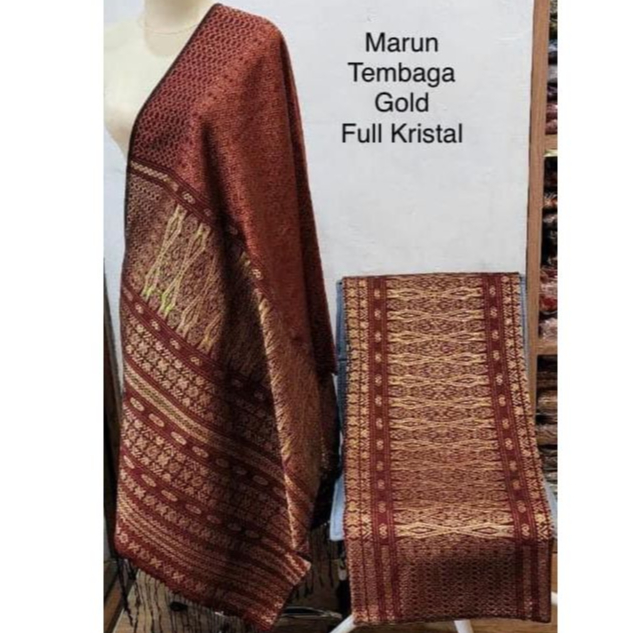 STOK TERBATAS KAIN SONGKET TUMTUMAN  TENUN TANPA SAMBUNG FULL KRISTAL