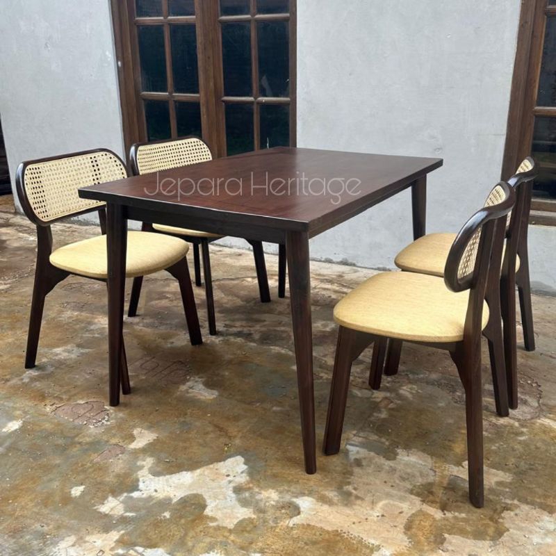 Set Kursi Meja Makan Cafe Kacang Unik Minimalis Kayu Jati Jepara