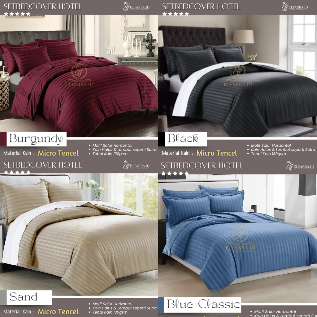 ELFARRA | Sprei Set Bedcover 160x200 | Bed Cover Set | Sprei Hotel Aesthetic SALUR