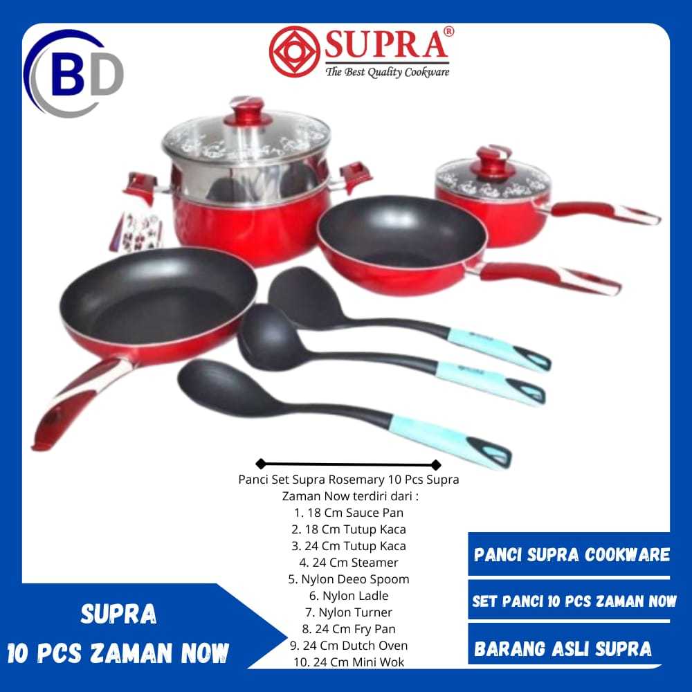 SUPRA PANCI 10 PCS PANCI SET ZAMAN NOW (TEFLON TERBAIK) Anti lengket